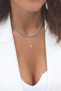 Colar riviera ródio branco trama rígida 3 garras zircônias turmalina de 3mm