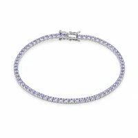 Pulseira riviera ródio branco 4 pontas cristal lilas