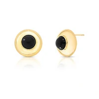 Brinco dourado meia esfera lisa com resina black