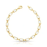Pulseira dourada com cristais retangulares intercalados