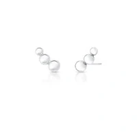 Brinco ródio branco ear cuff 3 esferas