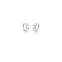 Brinco argola prata 925MOISSANITE 3 pedras 4mm 1.8 quilates