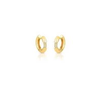 Brinco argola dourada lisa com meio cravejado zircônia cristal