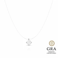 Colar choker prata 925 em nylon com cristal Moissanite redondo 6mm, 0,5quilates.