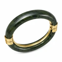 Pulseira bracelete dourado de resina verde escuro mescla com dourado
