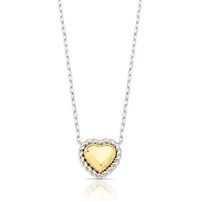 Colar 2 banhos com pingente coração entorno entrelaçado