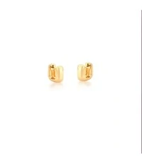 Brinco argola dourada quadrada abaulada lisa P