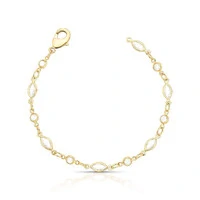 Pulseira dourada com cristais navetes e redondos delicados