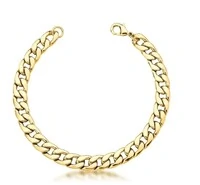 Pulseira dourada elos groumet lisos fecho lagosta