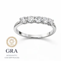 Anel prata 925 meia aliança MOISSANITE 3mm 0,5quilates