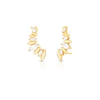 Brinco ear cuff dourado 5 navete cristal e lisos