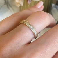 Anel meia aliança cravejada com banho de ouro 18k