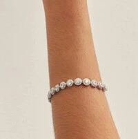 Pulseira riviera ródio branco ovais cristal