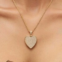 Colar dourado cordão baiano com pingente de coração com zircônias cristal