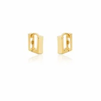 Brinco argola dourada quadrada lisa com fecho de click P