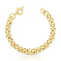 Pulseira dourada elos chatos e fecho boia