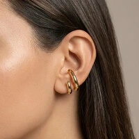 Piercing dourado 2 linhas vazadas curta e longa
