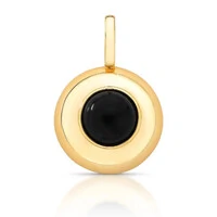 Pingente dourado meia esfera lisa com resina black fecho click ( colar não incluso)