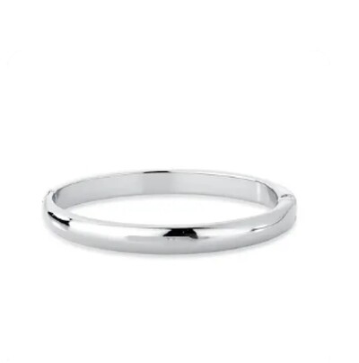 Foto Pulseira bracelete ródio branco liso abulado com fecho click