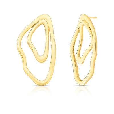 Foto Brinco dourado orgânico vazado liso MAXI