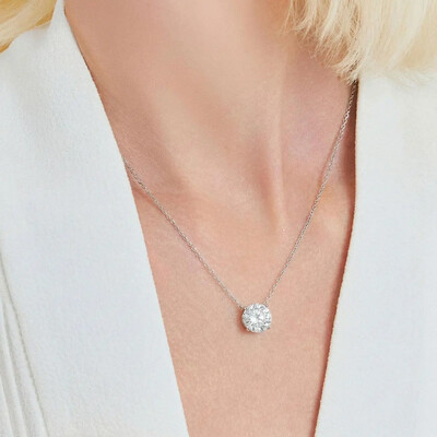 Foto Colar prata 925 ponto de luz MOISSANITE pedra 10mm 4 quilates