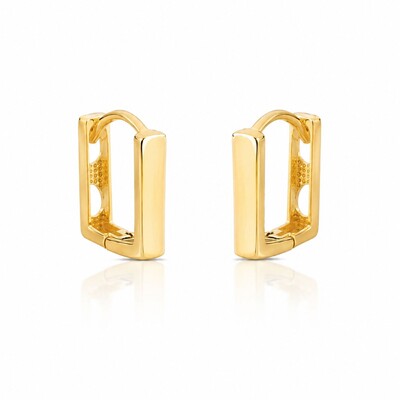 Foto Brinco argola dourada quadrada lisa com fecho de click G