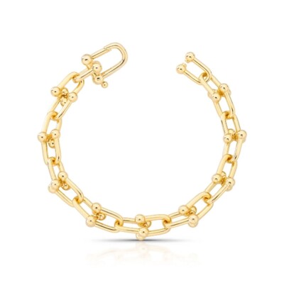 Foto Pulseira dourada elo inspired liso e fecho invisível