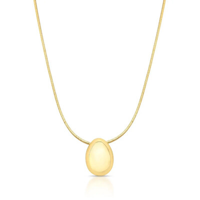 FotoColar dourado com pingente liso em formato de gota abaulada