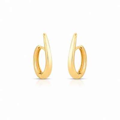 Foto Brinco dourado argola formato anzol com fecho click G