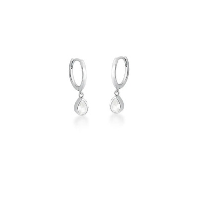 Foto Brinco argola prata 925 com pingente de gota cristal