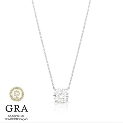 Foto Colar prata 925 ponto de luz MOISSANITE pedra 10mm 4 quilates
