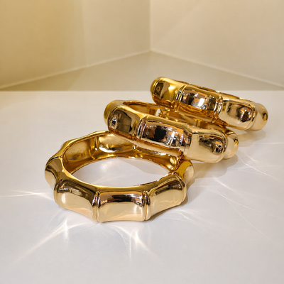 Foto Pulseira bracelete dourado maxi estilo bambu