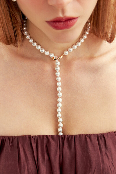 FotoColar dourado pérolas shell estilo gravatinha fecho click