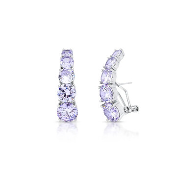Foto Brinco ear hook ródio branco maxi zirconias lavanda ovais luxo