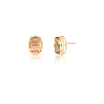 Foto Brinco dourado retangular cushion com cristal champanhe