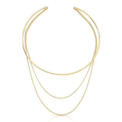 Foto Colar dourado trilho aro e corrente elo delicada