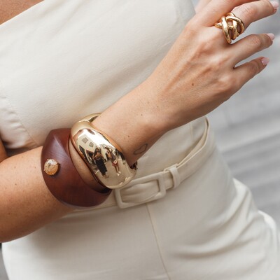 Foto Pulseira bracelete madeira com pedra rutilo