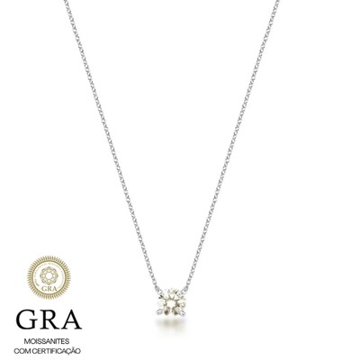 Foto Colar prata 925 com pingente ponto de luz pedra MOISSANITE 6,5mm 1.0 quilates