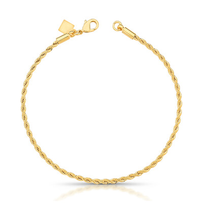 Foto Pulseira dourada malha cordão baiano lisa 2mm