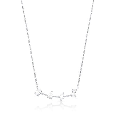 Foto Colar em prata 925 com pingente curvo com cristais em formatos oval, gota, navete e retangular