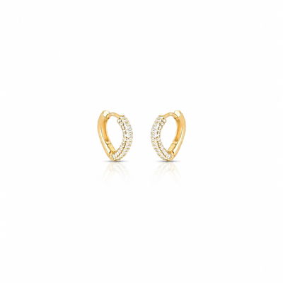 Foto Brinco argola triangular frente cravejada fecho click P