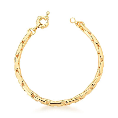 Foto Pulseira dourado trama lisa elo continuo