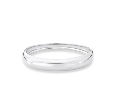 Foto Pulseira bracelete ródio branco abaulado liso