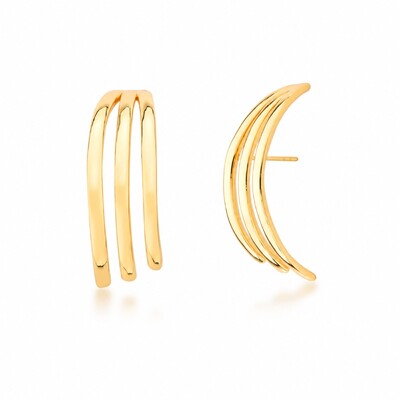 Foto Brinco Ear hook dourado 3 linhas lisas