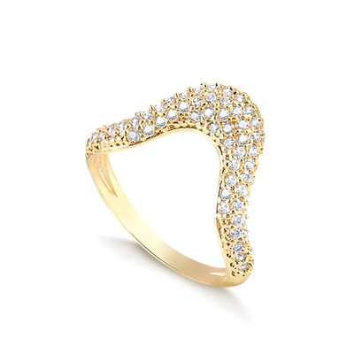 Foto Anel dourado Unna cravejado