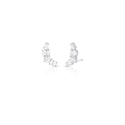 FotoBrinco ear cuff prata 925 cristais em formato redondo, gota e oval