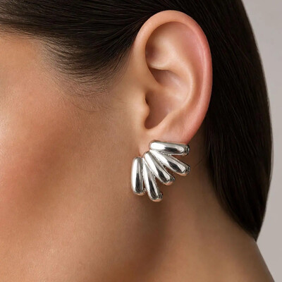 FotoBrinco ear cuff ródio branco lins 5 filetes lisos