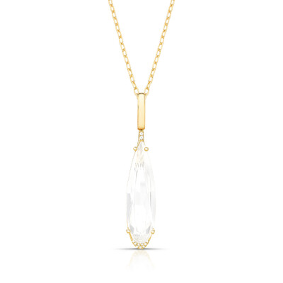 Foto Colar dourado longo com pingente em cristal de gota