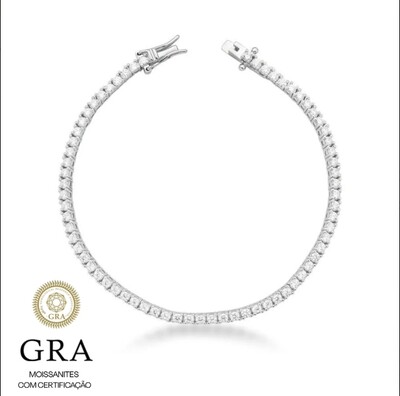 Foto Pulseira riviera prata 925 MOISSANITE 3mm 5.0CT 4 garras