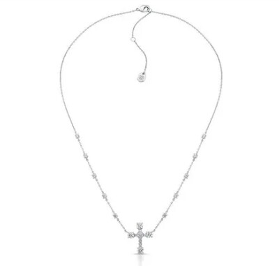 FotoColar ródio branco cruz crystal faith